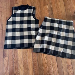 Loft buffalo check sweater skirt and top set
